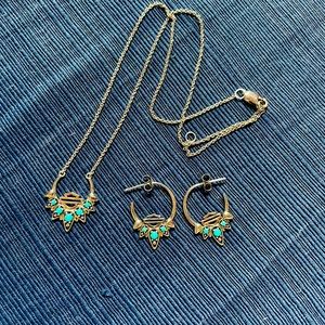 .925 Harley Davidson Turquoise Gypsy Necklace and Earrings